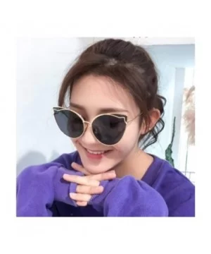 Luxury Fashion Cat Eye Designer Sunglasses Metal Reflective Glasses For Women Mirror Retro glasses - Gold Tea - C1198GDXN88 $...