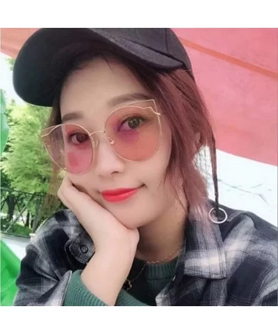 Luxury Fashion Cat Eye Designer Sunglasses Metal Reflective Glasses For Women Mirror Retro glasses - Gold Tea - C1198GDXN88 $...