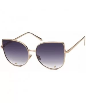 Women UV400 Mirror Cat eye Sunglasses Lady Sport Driving Glasses Eyewear - Gold Grey - C91833GZ6IX $7.29 Sport