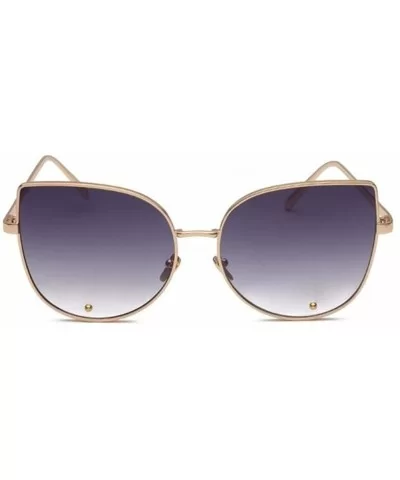 Women UV400 Mirror Cat eye Sunglasses Lady Sport Driving Glasses Eyewear - Gold Grey - C91833GZ6IX $7.29 Sport