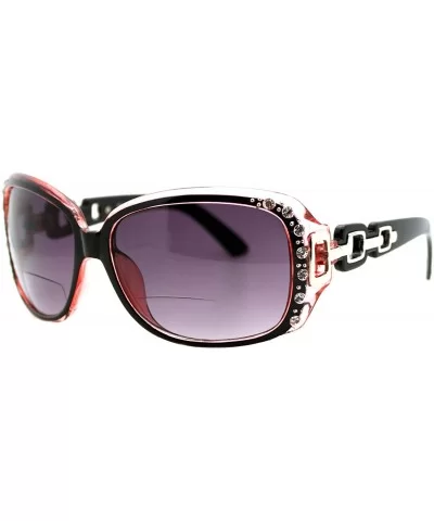 Womens Bifocal Lens Sunglasses Oversized Square Rhinestone Frame - Pink - CZ18IEWOMEO $6.61 Square