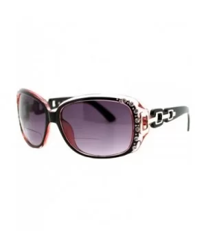 Womens Bifocal Lens Sunglasses Oversized Square Rhinestone Frame - Pink - CZ18IEWOMEO $6.61 Square