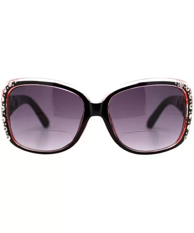 Womens Bifocal Lens Sunglasses Oversized Square Rhinestone Frame - Pink - CZ18IEWOMEO $6.61 Square