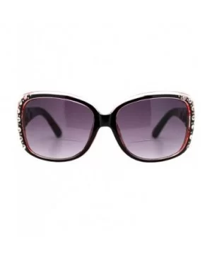 Womens Bifocal Lens Sunglasses Oversized Square Rhinestone Frame - Pink - CZ18IEWOMEO $6.61 Square