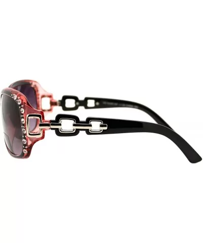 Womens Bifocal Lens Sunglasses Oversized Square Rhinestone Frame - Pink - CZ18IEWOMEO $6.61 Square