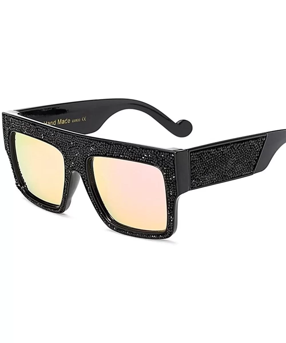 Fashion Reinestone Sunglasses Women Brand Designer Vintage Men Crystal 997254Y - Black Pink - CH184XU060E $8.00 Rimless