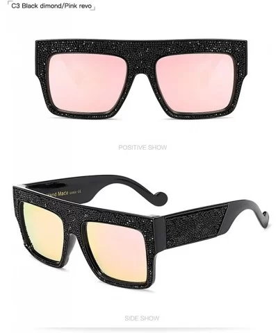 Fashion Reinestone Sunglasses Women Brand Designer Vintage Men Crystal 997254Y - Black Pink - CH184XU060E $8.00 Rimless