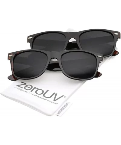 Retro Wide Arm Neutral Colored Lens Horn Rimmed Sunglasses 55mm - 2 Pack - Shiny Tortoise - CU12N2NOY1G $14.56 Wayfarer