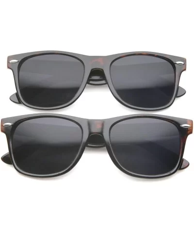 Retro Wide Arm Neutral Colored Lens Horn Rimmed Sunglasses 55mm - 2 Pack - Shiny Tortoise - CU12N2NOY1G $14.56 Wayfarer