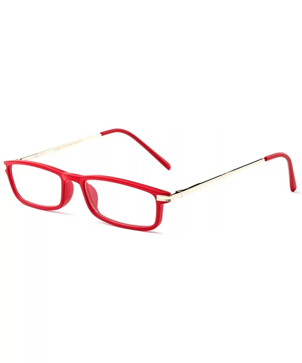 Ultra Light Weight Spring Temple Fashion Clear Lens Glasses - Red - CW11AHWZIZ9 $10.60 Square