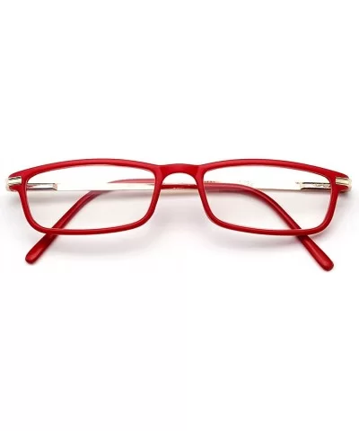 Ultra Light Weight Spring Temple Fashion Clear Lens Glasses - Red - CW11AHWZIZ9 $10.60 Square