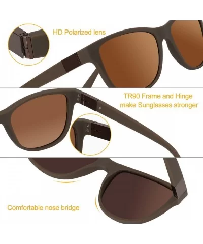 Polarized Sport Sunglasses for Men TR90 Frame Retro Driving Fishing Sun Glasses - Brown - CG1948I5OOC $9.36 Sport