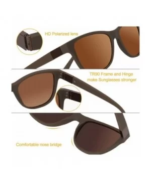 Polarized Sport Sunglasses for Men TR90 Frame Retro Driving Fishing Sun Glasses - Brown - CG1948I5OOC $9.36 Sport