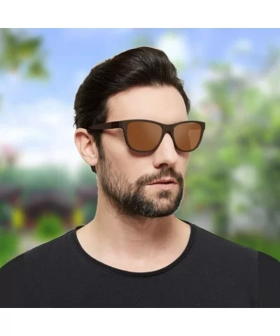 Polarized Sport Sunglasses for Men TR90 Frame Retro Driving Fishing Sun Glasses - Brown - CG1948I5OOC $9.36 Sport