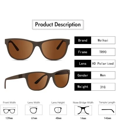 Polarized Sport Sunglasses for Men TR90 Frame Retro Driving Fishing Sun Glasses - Brown - CG1948I5OOC $9.36 Sport