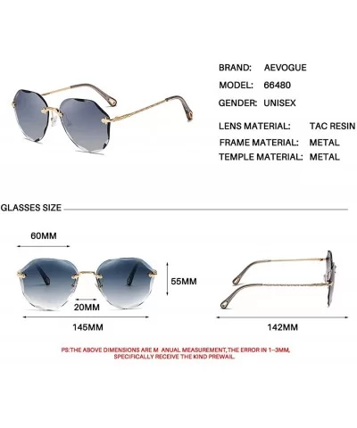 Sunglasses For Women Oversized Rimless Diamond Cutting Lens Sun Glasses AE0534 - Gold Frame/Gradient Blue - CK18YKXK382 $13.3...