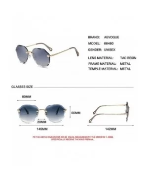 Sunglasses For Women Oversized Rimless Diamond Cutting Lens Sun Glasses AE0534 - Gold Frame/Gradient Blue - CK18YKXK382 $13.3...