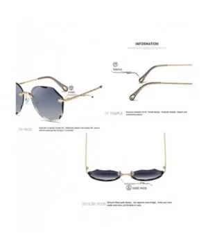 Sunglasses For Women Oversized Rimless Diamond Cutting Lens Sun Glasses AE0534 - Gold Frame/Gradient Blue - CK18YKXK382 $13.3...