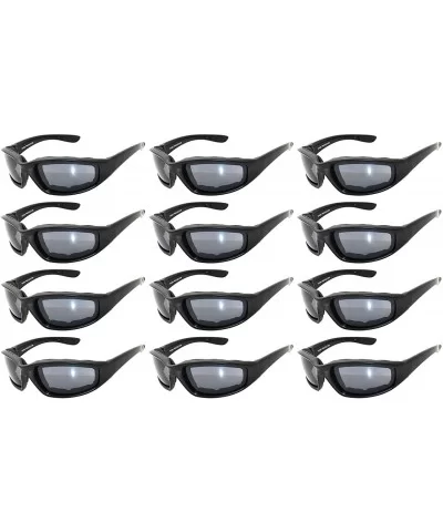 12 Wholesale Motorcycle Black Padded Foam Sport Glasses Colored Lens Sunglasses - 12-moto-black-smoke - CE18DCGLKTQ $26.24 Sport