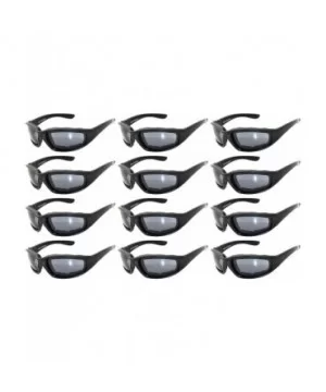 12 Wholesale Motorcycle Black Padded Foam Sport Glasses Colored Lens Sunglasses - 12-moto-black-smoke - CE18DCGLKTQ $26.24 Sport