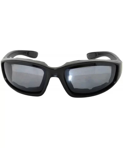 12 Wholesale Motorcycle Black Padded Foam Sport Glasses Colored Lens Sunglasses - 12-moto-black-smoke - CE18DCGLKTQ $26.24 Sport