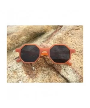 Hexagonal Sunglasses for Men Women Vintage Retro Plastic Octagon Geometric Frame - Black+orange - CL18K2K6YA6 $14.79 Square