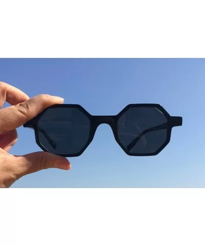 Hexagonal Sunglasses for Men Women Vintage Retro Plastic Octagon Geometric Frame - Black+orange - CL18K2K6YA6 $14.79 Square