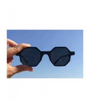 Hexagonal Sunglasses for Men Women Vintage Retro Plastic Octagon Geometric Frame - Black+orange - CL18K2K6YA6 $14.79 Square