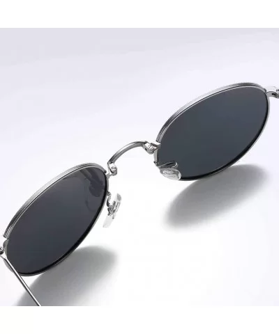 Fashion Men Womens Sunglasses Folded Polarized UV 400 Retro Vintage Round Frame Glasses - Black - CG196ESCNEG $41.15 Round