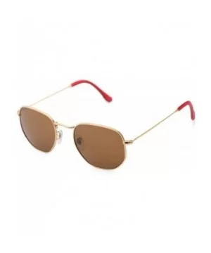 hexagonal square sunglasses for women and men polygon mirrored lens - Gold Brown - CY18Y9GGU47 $14.69 Square