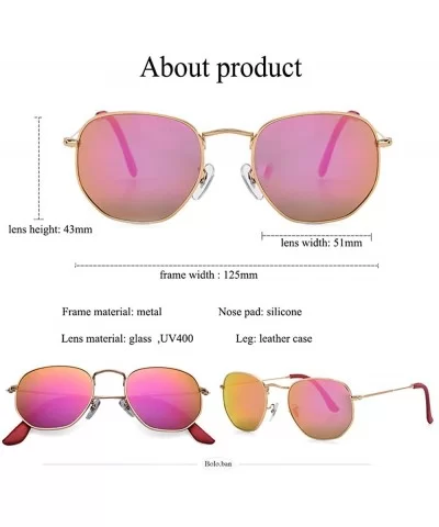 hexagonal square sunglasses for women and men polygon mirrored lens - Gold Brown - CY18Y9GGU47 $14.69 Square