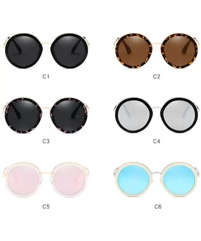 Women Fashion Round PC Lens Anti-UV Retro Driving Glasses - Rice White Ice Blue Lens - CP18WO462MI $8.88 Round