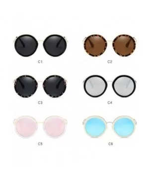 Women Fashion Round PC Lens Anti-UV Retro Driving Glasses - Rice White Ice Blue Lens - CP18WO462MI $8.88 Round