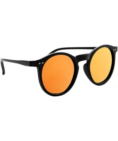 Unisex Sunglasses Lens Vintage Round Retro Frame Durable Fashion Design - Black Frame/ Mirrored Orange Lens - CX18G8KSG93 $6....