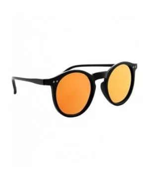 Unisex Sunglasses Lens Vintage Round Retro Frame Durable Fashion Design - Black Frame/ Mirrored Orange Lens - CX18G8KSG93 $6....