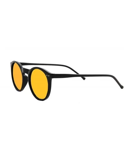 Unisex Sunglasses Lens Vintage Round Retro Frame Durable Fashion Design - Black Frame/ Mirrored Orange Lens - CX18G8KSG93 $6....