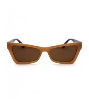 Womens Mod Square Cat Eye 80s Plastic Sunglasses - Beige Black Solid Brown - CG195KOT4K9 $9.06 Square