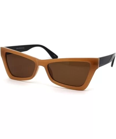 Womens Mod Square Cat Eye 80s Plastic Sunglasses - Beige Black Solid Brown - CG195KOT4K9 $9.06 Square