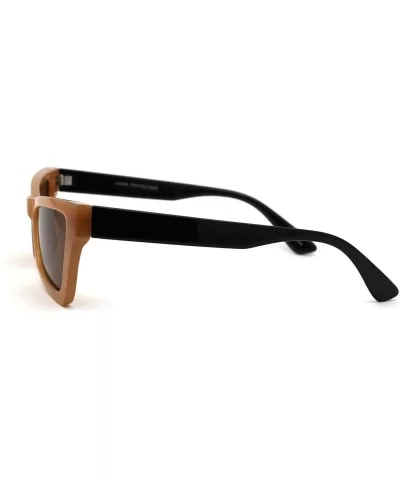 Womens Mod Square Cat Eye 80s Plastic Sunglasses - Beige Black Solid Brown - CG195KOT4K9 $9.06 Square