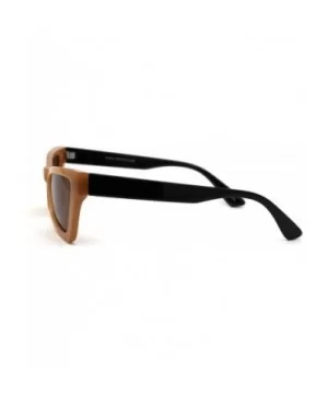 Womens Mod Square Cat Eye 80s Plastic Sunglasses - Beige Black Solid Brown - CG195KOT4K9 $9.06 Square