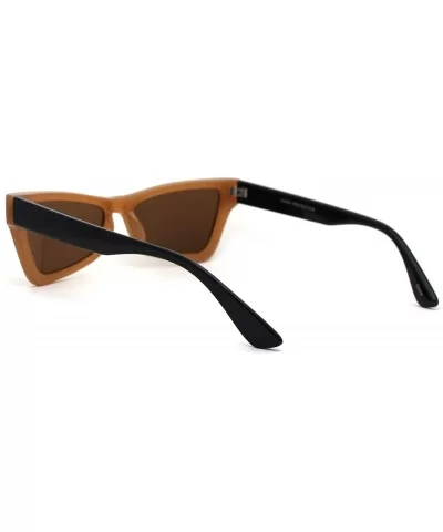 Womens Mod Square Cat Eye 80s Plastic Sunglasses - Beige Black Solid Brown - CG195KOT4K9 $9.06 Square