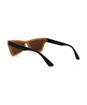 Womens Mod Square Cat Eye 80s Plastic Sunglasses - Beige Black Solid Brown - CG195KOT4K9 $9.06 Square