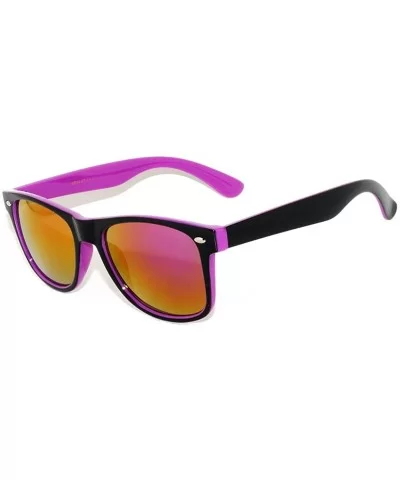 Retro Vintage Two - Tone Sunglasses Mirror and Smoke Lens Yellow - Blue - Pink OWL - Purple-black- Gold Lens - CI11NOT20ZJ $4...