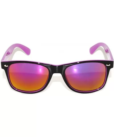 Retro Vintage Two - Tone Sunglasses Mirror and Smoke Lens Yellow - Blue - Pink OWL - Purple-black- Gold Lens - CI11NOT20ZJ $4...