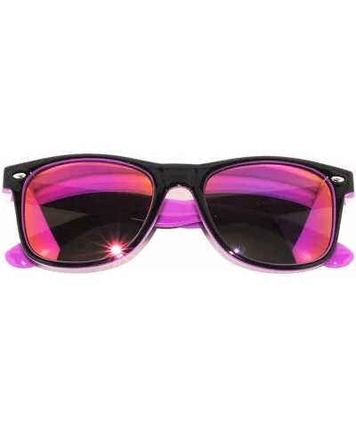 Retro Vintage Two - Tone Sunglasses Mirror and Smoke Lens Yellow - Blue - Pink OWL - Purple-black- Gold Lens - CI11NOT20ZJ $4...