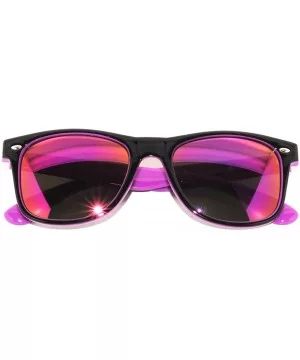 Retro Vintage Two - Tone Sunglasses Mirror and Smoke Lens Yellow - Blue - Pink OWL - Purple-black- Gold Lens - CI11NOT20ZJ $4...