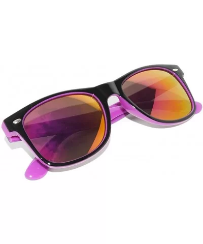 Retro Vintage Two - Tone Sunglasses Mirror and Smoke Lens Yellow - Blue - Pink OWL - Purple-black- Gold Lens - CI11NOT20ZJ $4...