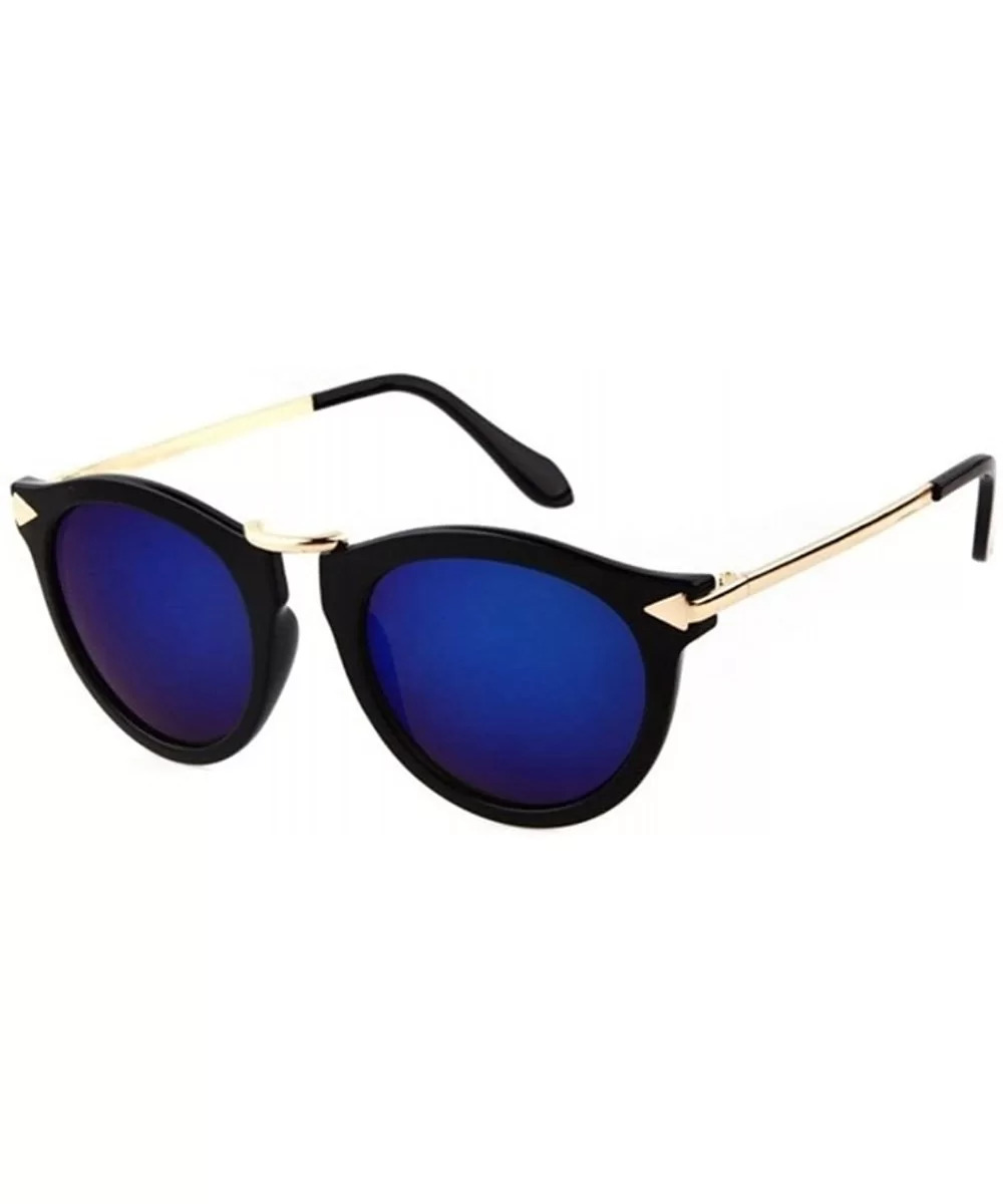 Women Retro Round Coating Sunglasses Vintage Glasses Metal Arrow Sunglass - Blue - CT182RAQA5T $8.16 Goggle