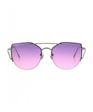 Oceanic Gradient Retro Metal Half Rim Avant Garde Cat Eye Sunglasses - Silver Purple Pink - CX1863AU08K $10.48 Cat Eye