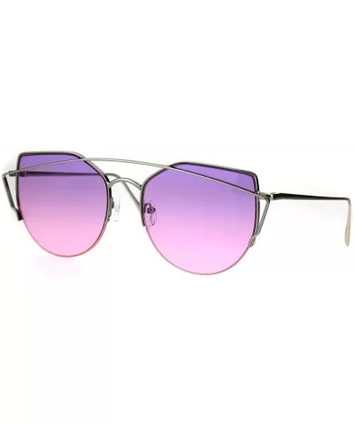 Oceanic Gradient Retro Metal Half Rim Avant Garde Cat Eye Sunglasses - Silver Purple Pink - CX1863AU08K $10.48 Cat Eye